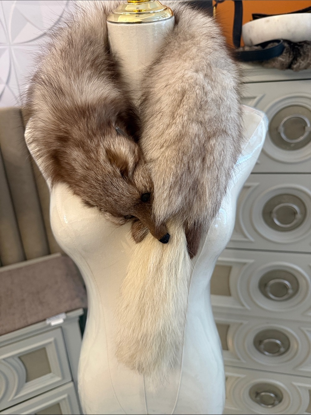 Real blue fox fur scarf.